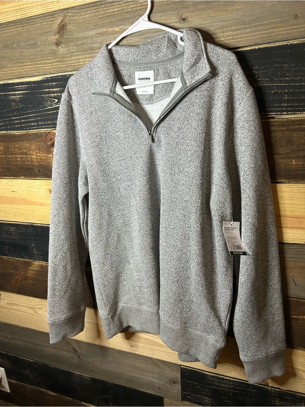 Sonoma Men's Light Heather Gray Zip-Up Sweater